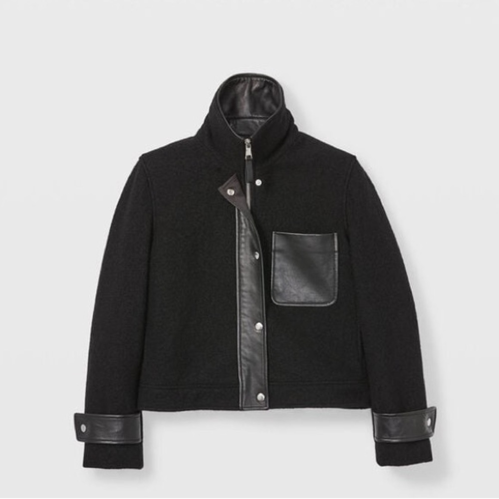 Club Monaco Cropped Leather & Wool Jacket NWT